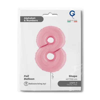 ČÍSLICE PASTEL RŮŽOVÁ 8 (102cm,40") fóliový balónek nafukovací - 078pp-p-b.jpg