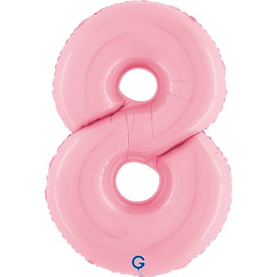 ČÍSLICE PASTEL RŮŽOVÁ 8 (102cm,40") fóliový balónek nafukovací