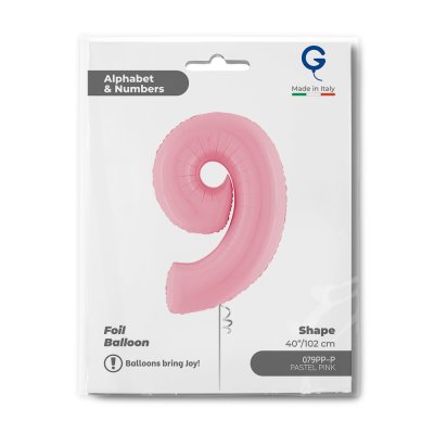 ČÍSLICE PASTEL RŮŽOVÁ 9 (102cm,40") fóliový balónek nafukovací - 079pp-p-b.jpg