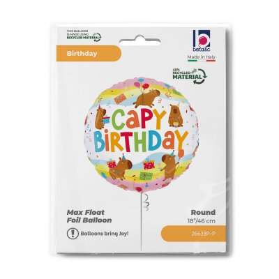 Kruh "Capy Birthday" 18"/46cm fóliový balónek - 26639p-p-b.jpg