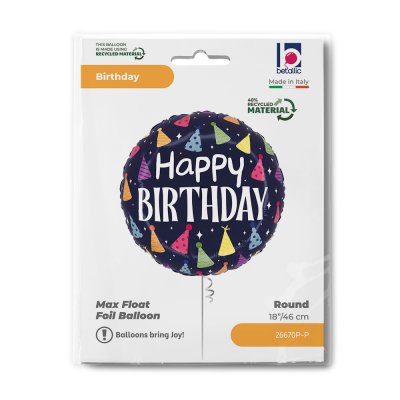 Kruh HB s party čepičkami 18"/46cm fóliový balónek - 26670p-p-b.jpg