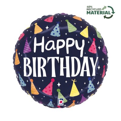 Kruh - narozeninové čepičky 18"/46cm fóliový balónek nafukovací