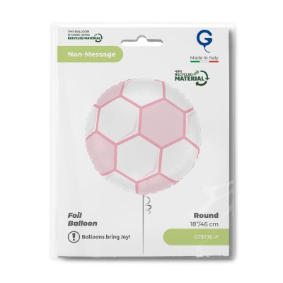 Kruh - Fotbalový míč růžový 18"/46cm fóliový balónek nafukovací - g78236-p-b.jpg