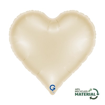 Srdce saténově krémové 18"/46cm fóliový balónek nafukovací
