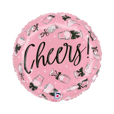 Kruh - Party!/Cheers! růžový 18"/46cm fóliový balónek nafukovací - 26667p-r18-black-bow-party-drinks-view2-b.jpg