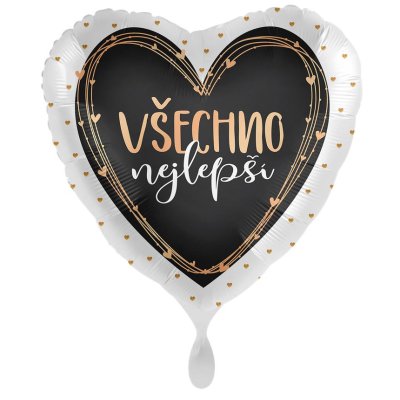 Srdce NB Všechno nejlepší CZ 43cm - fóliový balónek