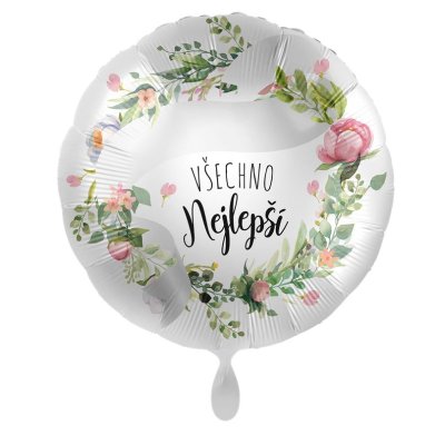 Kruh NB Všechno nejlepší CZ 43cm - fóliový balónek