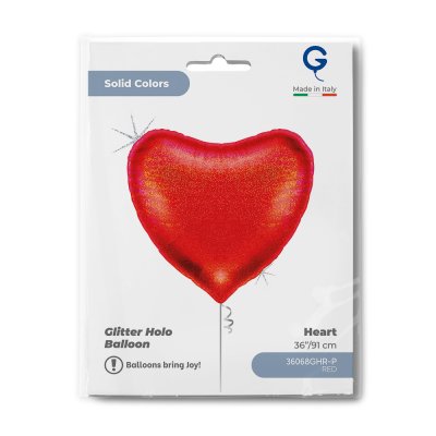 Srdce červené holografické 36"/91cm fóliový balónek nafukovací - 36068ghr-p-b.jpg