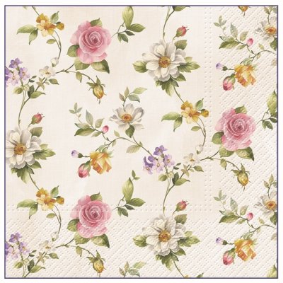 Ubrousky papírové růže, třívrstvé 33x33cm, 20ks