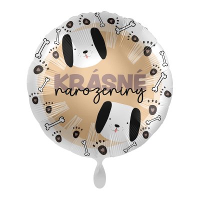 Kruh Krásné narozeniny pejsci CZ 43cm - fóliový balónek