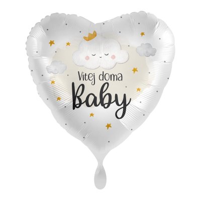 Srdce Vítej doma Baby CZ 43cm - fóliový balónek