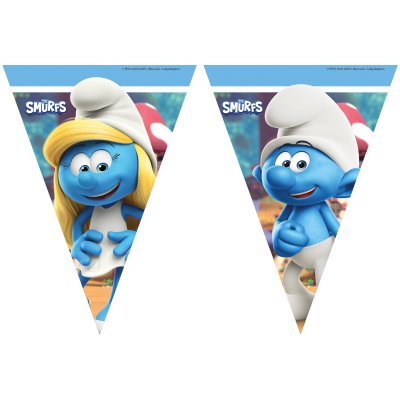 Vlaječková girlanda EKO - Šmoulové (9 vlajek)