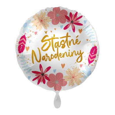 Kruh Šťastné Narodeniny SK 43cm - fóliový balónek