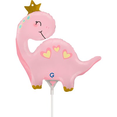 MINI Dinosaur růžový 14"/35cm fóliový balónek