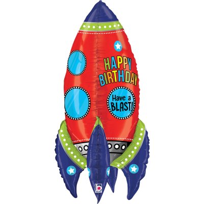 Raketa HB "Have a Blast!" 33"/84cm fóliový balónek - 35253-dimensionals-blasting-birthday-rocket-view1-b.jpg