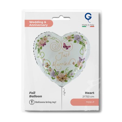 Srdce "Just Married" 18"/46cm fóliový balónek - 71010-p-b.jpg
