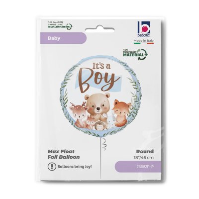 Kruh "It´s a Boy" lesní zvířátka 18"/46cm fóliový balónek - 26682p-p-b.jpg