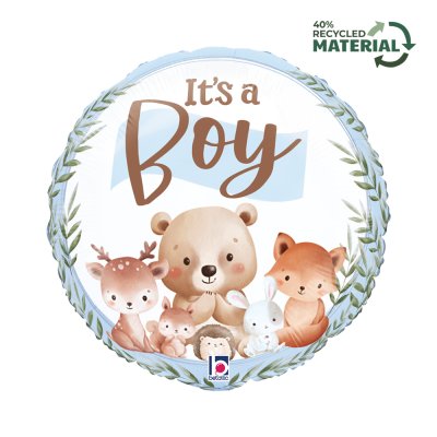 Kruh "It´s a Boy" lesní zvířátka 18"/46cm fóliový balónek