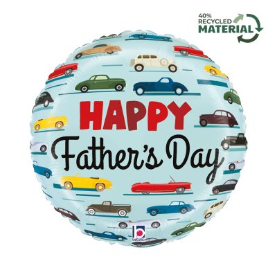 Kruh "Happy Father´s Day" auta 18"/46cm fóliový balónek