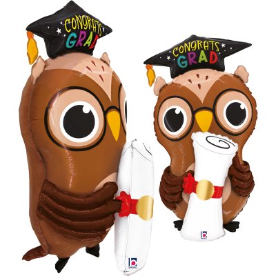 Sova s diplomem "Congrats Grad" 30"/76cm fóliový balónek