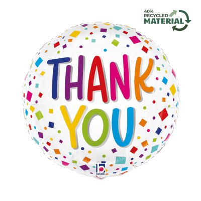 Kruh - konfety "Thank you" 18"/46cm fóliový balónek
