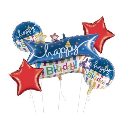 Buket - Happy Birthday - fóliové balónky, 5ks