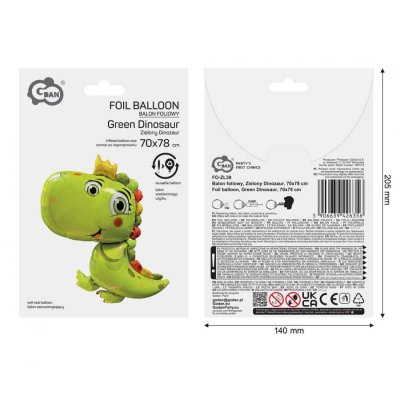 Dinosaurus zelený 70x78cm - fóliový balónek - 104299.jpg