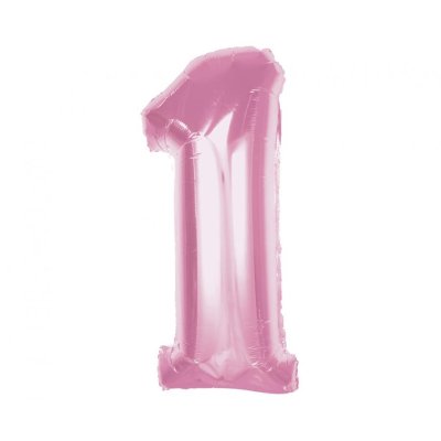 Číslice "1" růžová 92cm fóliový balónek