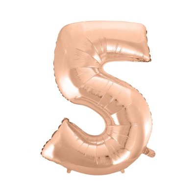 Číslice "5" rosegold 92cm fóliový balónek