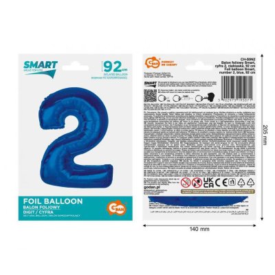 Číslice "2" modrá 92cm fóliový balónek - 89433.jpg