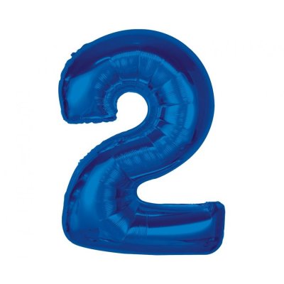 Číslice "2" modrá 92cm fóliový balónek