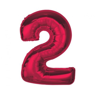 Číslice "2" červená 92cm fóliový balónek