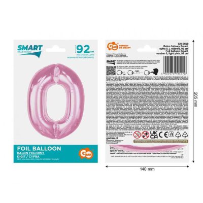 Číslice "0" růžová 92cm fóliový balónek - 89337.jpg