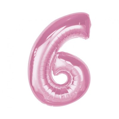 Číslice "6" růžová 92cm fóliový balónek