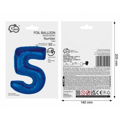 Číslice "5" modrá 92cm fóliový balónek - 102814.jpg