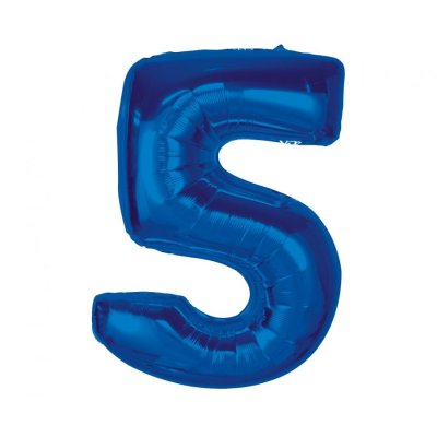 Číslice "5" modrá 92cm fóliový balónek