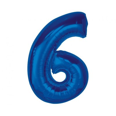 Číslice "6" modrá 92cm fóliový balónek