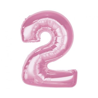 Číslice "2" růžová 92cm fóliový balónek