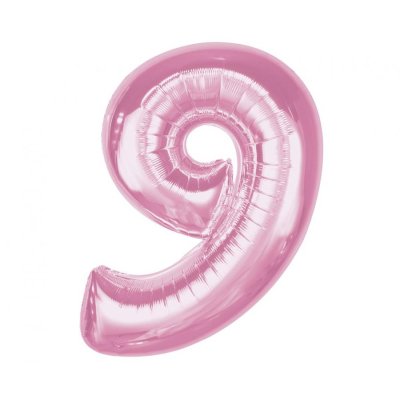 Číslice "9" růžová 92cm fóliový balónek
