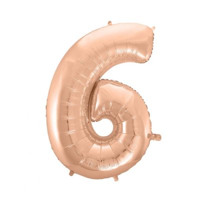 Číslice "6" rosegold 92cm fóliový balónek