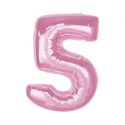 Číslice "5" růžová 92cm fóliový balónek