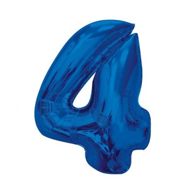 Číslice "4" modrá 92cm fóliový balónek
