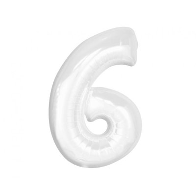 Číslice "6" bílá 92cm fóliový balónek