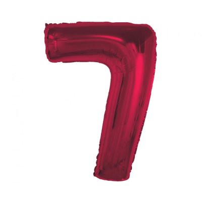 Číslice "7" červená 92cm fóliový balónek