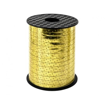 Stuha zlatá metalická s hvězdičkami (5mm x 458m)