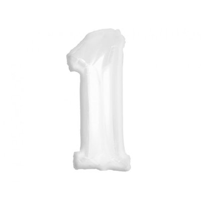 Číslice "1" bílá 92cm fóliový balónek