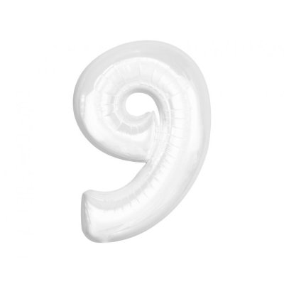Číslice "9" bílá 92cm fóliový balónek