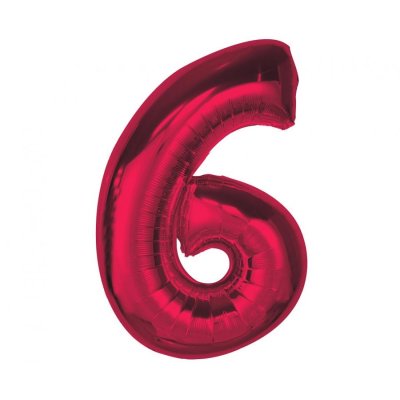 Číslice "6" červená 92cm fóliový balónek