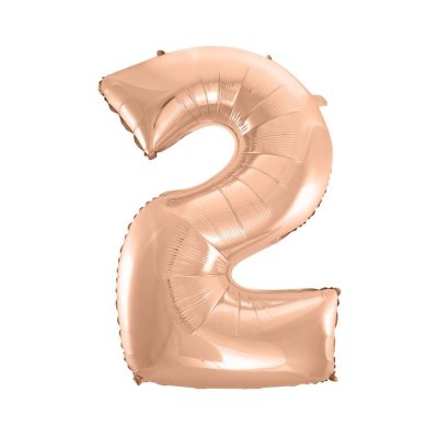 Číslice "2" rosegold 92cm fóliový balónek