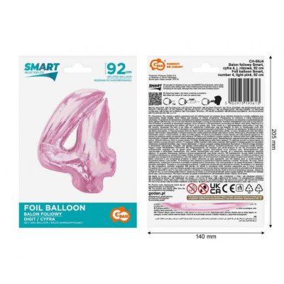 Číslice "4" růžová 92cm fóliový balónek - 89346.jpg